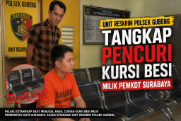Unit Reskrim Polsek Gubeng Tangkap pelaku pencuri kursi besi milik Pemkot Surabaya.