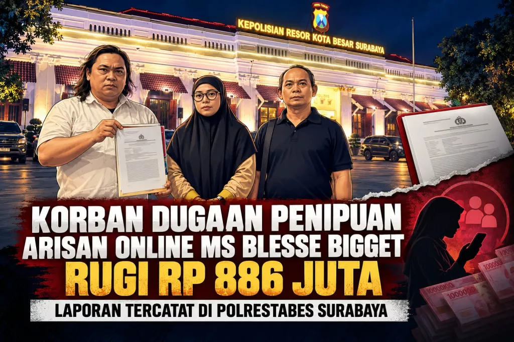 Korban Dugaan Penipuan Arisan Online MS Blesse Bigget Rugi Rp 886 Juta, Laporan Tercatat di Polrestabes Surabaya