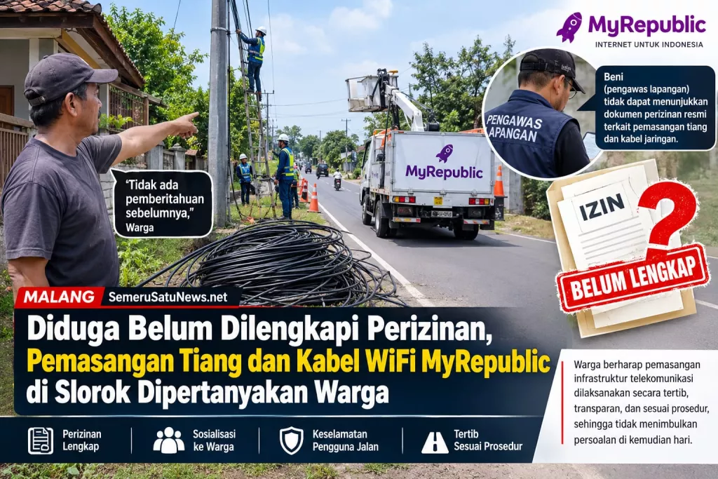 Tiang dan Kabel WiFi MyRepublic di Slorok Dipertanyakan, Pengawas Lapangan Disebut Tak Bisa Tunjukkan Izin