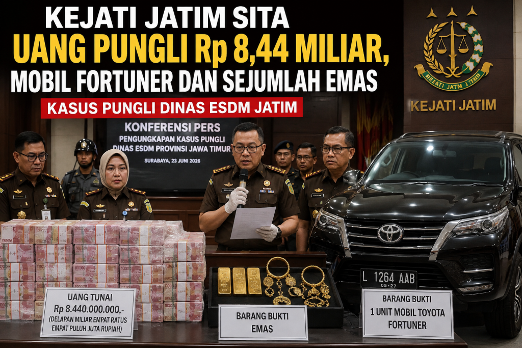 Kejati Jatim Sita Uang Pungli Rp8,44 Miliar, Fortuner, dan Emas dalam Kasus ESDM dari tersangka ED