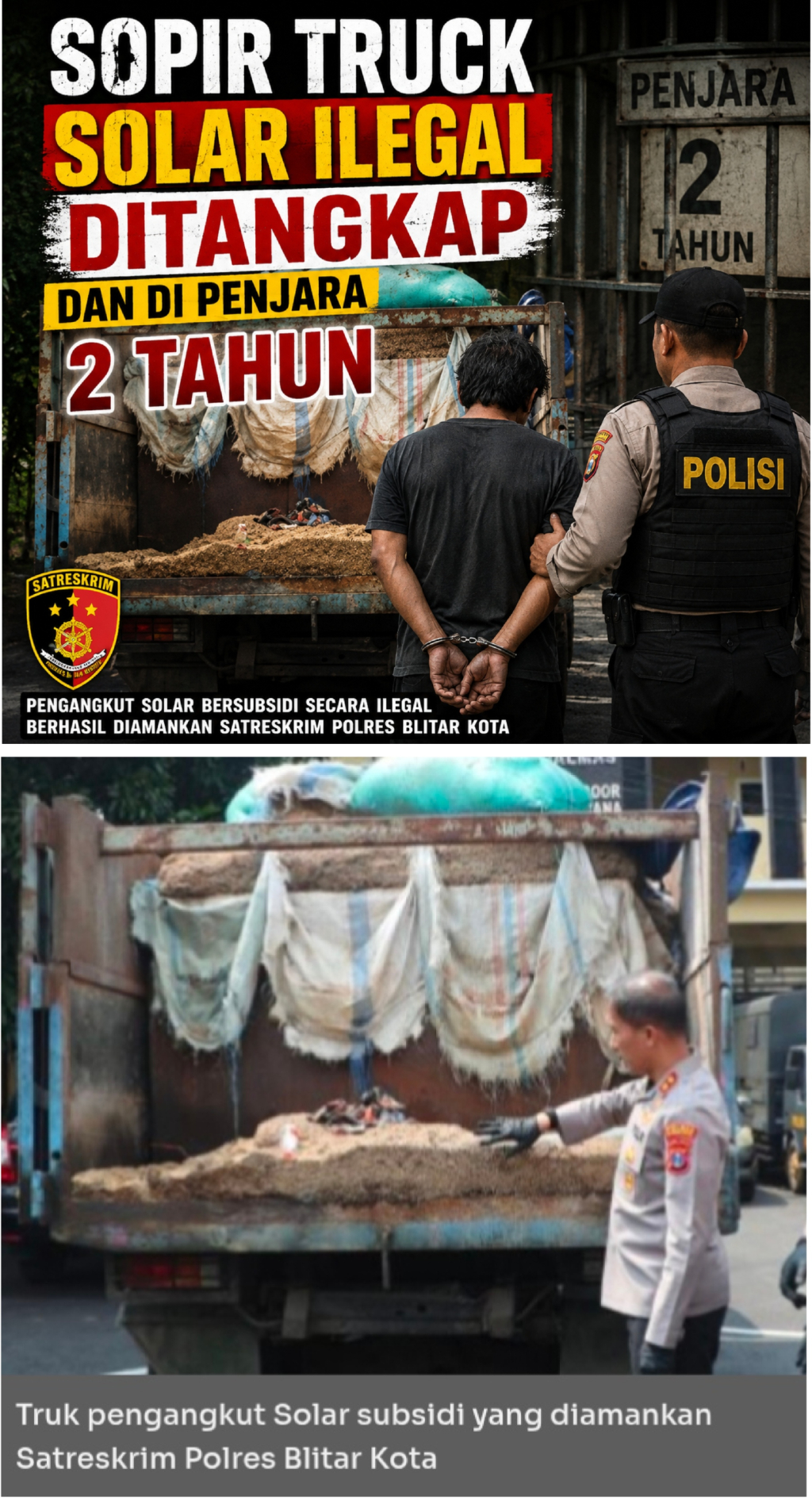  Polres Blitar tangkap sopir truck angkut solar ilegal 1 orang dinyatakan DPO