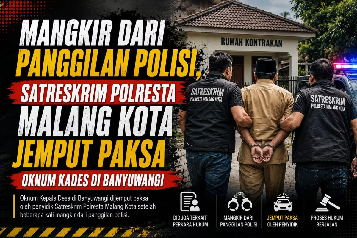Satreskrim Polresta Malang jemput paksa Oknum Kades di Banyuwangi,setelah 2 kali mangkir dari panggilan.  