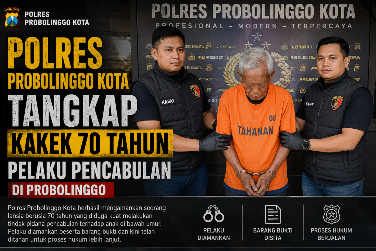 Polres Probolinggo kota Tahan Kakek 70 Tahun Tersangka Pencabulan Balita di  Probolinggo