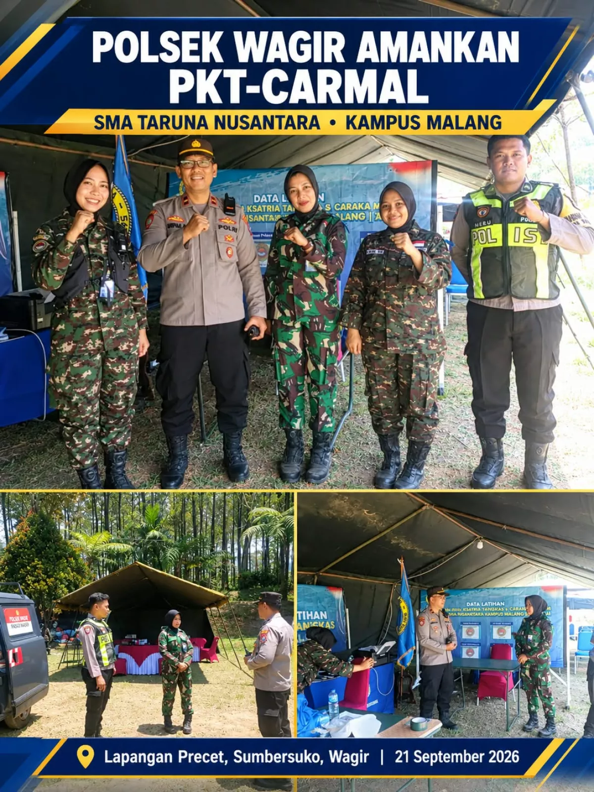 Polsek Wagir Patroli & Amankan Kegiatan PKT-CARMAL SMA Taruna Nusantara di Lapangan Precet  
